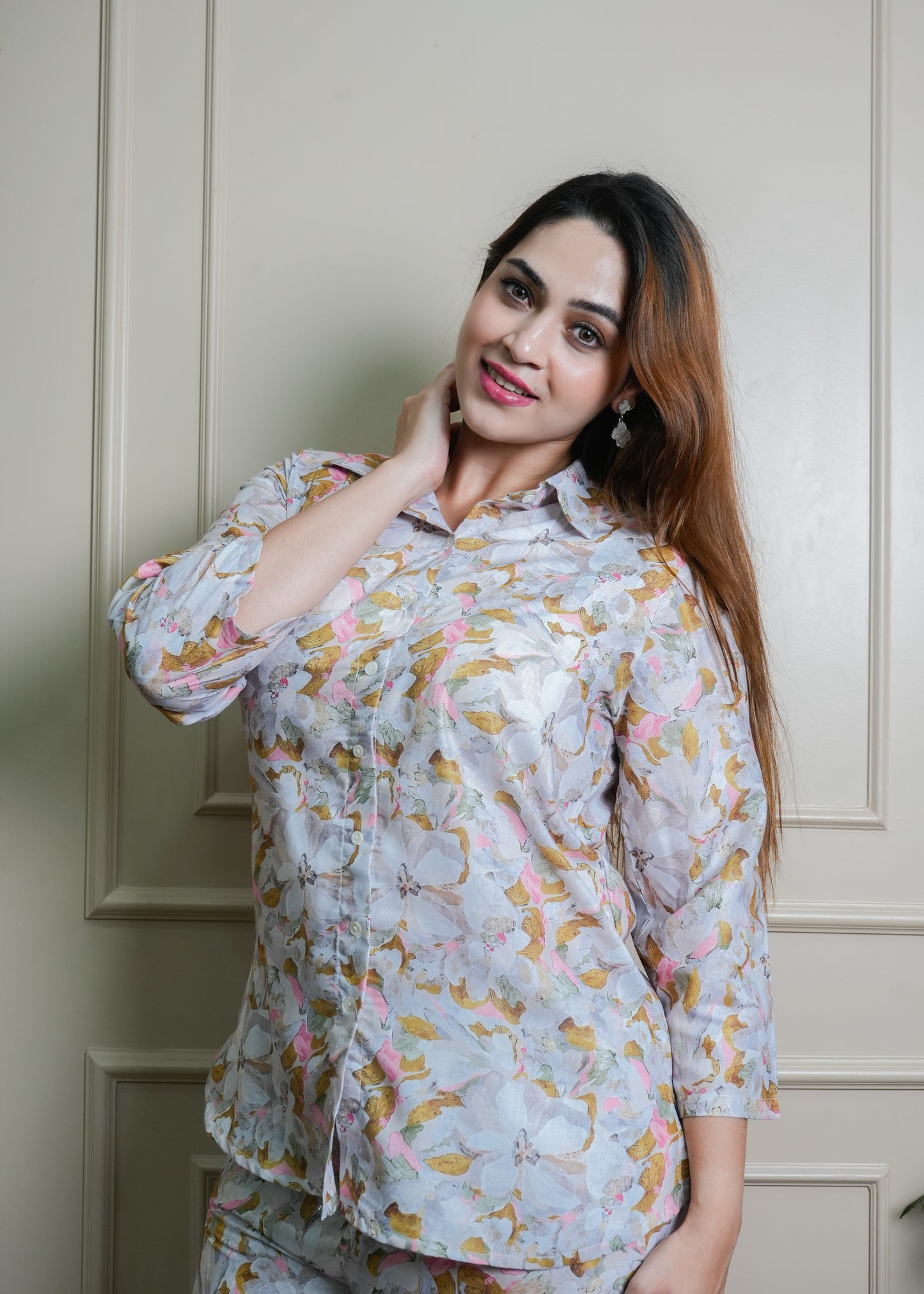 Grey Co-ord Set - Floral Prints