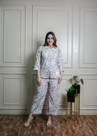 Grey Co-ord Set - Floral Prints